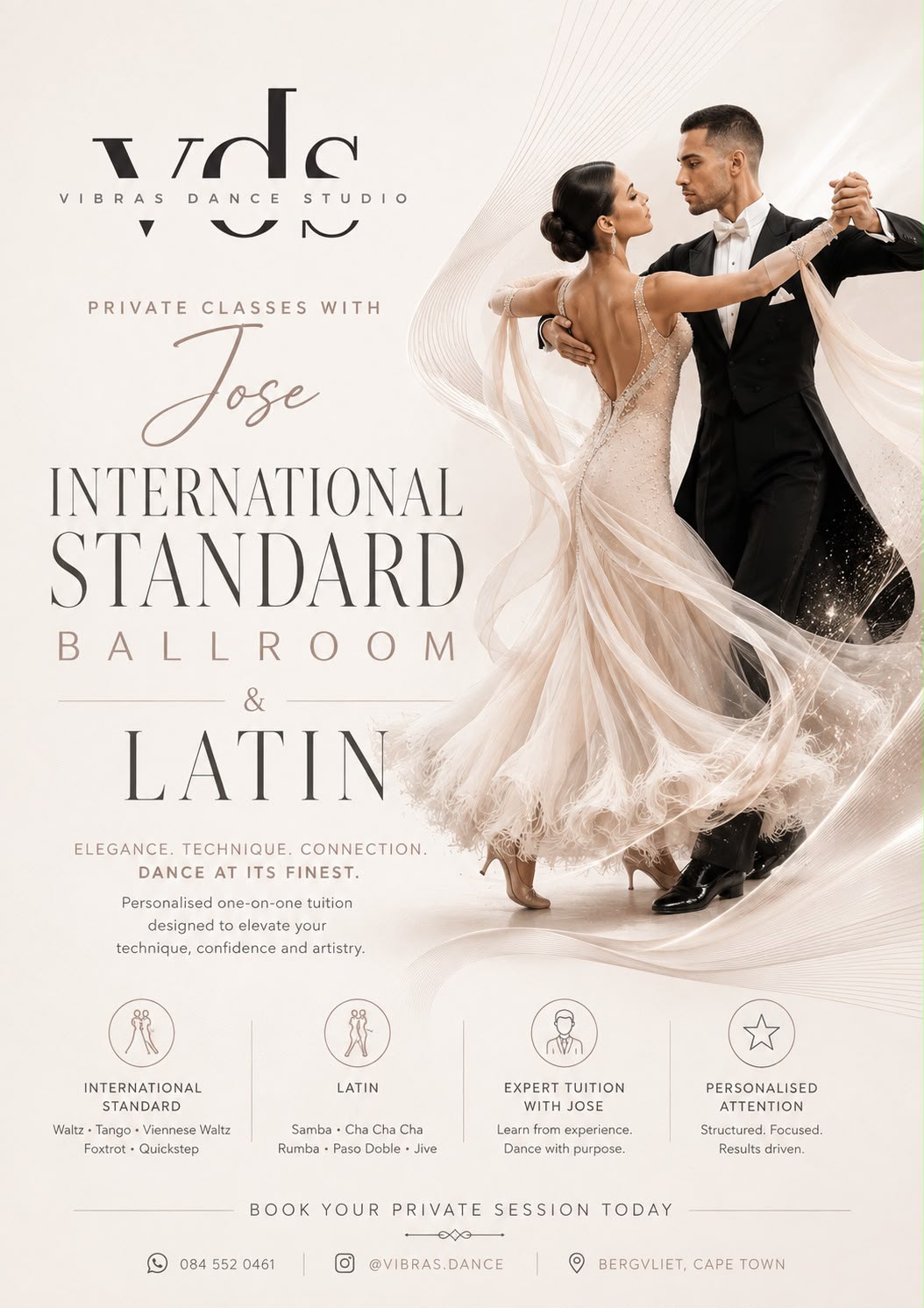 Private International Standard Ballroom and Latin dance lessons with Jose in Bergvliet, Cape Town
